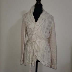Cable Knit Wrap Sweater with Matching Belt